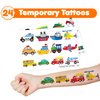 36PCS Transportation Party Favors 24 Tattoos Sticker 12 Stamp Set - Ideal Car Train Plane Themed Birthday Card Decorations Supplies Goodie Bag Cute Rewards for Boys Classroom Gifts Baby Shower Prizes