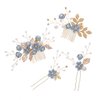 NUOBESTY 4 Pcs Wedding Hair Comb Rhinestones Crystal Floral Bridal Hair Clips Hair Pin Hair Jewelry for Wedding Dress Accessories (Blue)