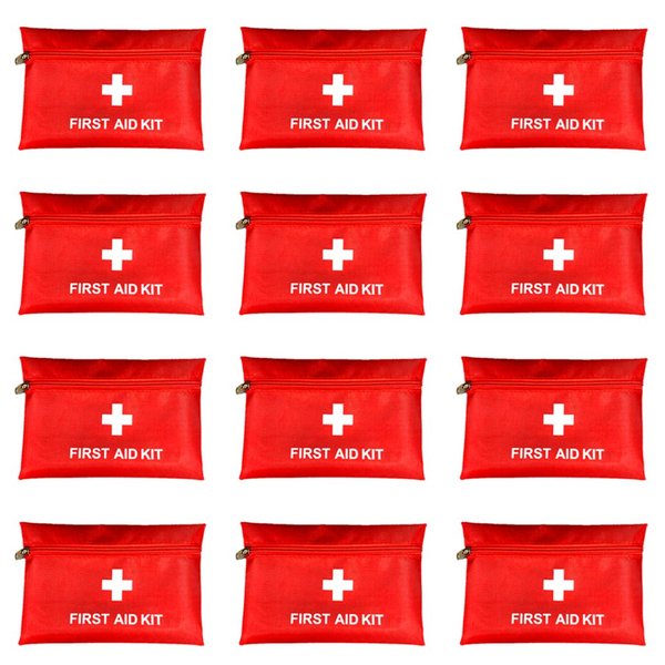 Red First Aid Bag Empty First Aid Kit Empty Waterproof First Aid Pouch Small Mini for First Aid Kits Pack Emergency Hiking Backpacking Camping Travel Car Cycling (Red, 7.9x5.5" 12 Pack)
