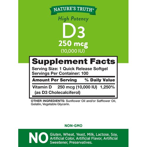 Nature's Truth Vitamin D 10,000 IU 100 Softgels