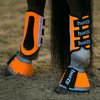 HORZE High-Visibility Reflective Neoprene Protective Horse Boots Pair for Nighttime Horseback Riding | Front or Back Legs - Orange - L