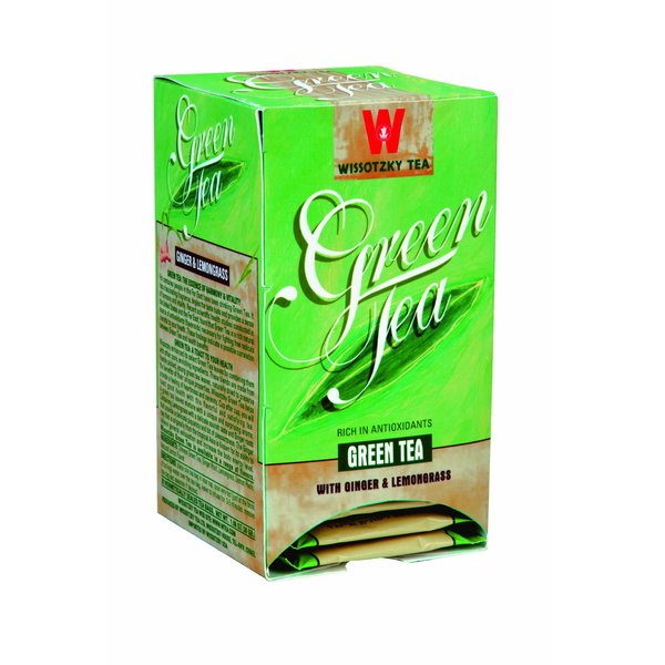 Wissotzky Green Tea with Ginger & Lemongrass, 1.06-Ounce Boxes (Pack of 6)