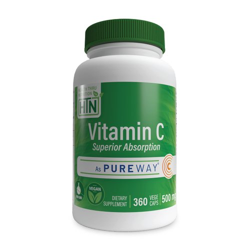 Health Thru Nutrition Vitamin-C 500mg as PureWay-C Superior Absorption | Healthy Immune Function and Collagen Support | 3rd Party Tested | Vegan, Non-GMO and Gluten Free (Pack of 360)