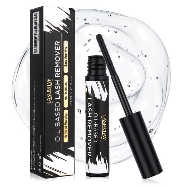 LASHVIEW Lash Remover, Cluster Lash Glue Remover, DIY Eyelash Extension Remover, Eyelash Glue Remover for False Eyelashes Self-Use Gentle Soothing Non-Irritating Eye Cleanser Oil 5ML