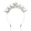 Formery Star White Quartz Headband Silver Crescent Moon Natural Stone Crown Hairband Halloween Cosplay Wedding Crystal Tiara Headpiece for Women