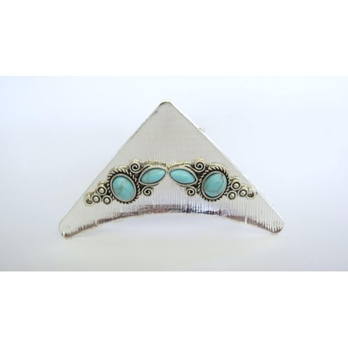 Generic Turquoise blue triangle metal native tribal hair claw clip fine thin hair