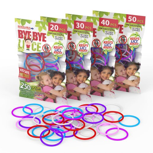 BYE BYE MOSQUITO Lice Hair Tie Band - 20 Pack for Adults & Kids - 3mm Hair Elastic Band for Women & Men | Unisex | Hair Ties for Thick & Curly Hair, Ponytail Holders | Neon