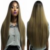 ALTIMWIGS Lace Front Wigs Straight Hair For Black Women 14x4 Glueless Lace Hair Synthetic Long Silk Straight Natural Wig Heat Resistant Fiber Natural Hair Wig With Baby Hair For Black Blonde 30 Inch