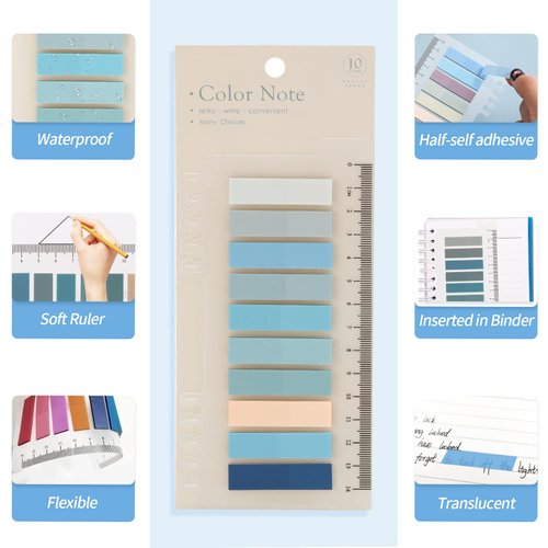 2000Pcs Sticky Tabs for Annotating Books, Clear Sticky Notes for Binders, Page Markers for Notebooks, Multi-Colored Writable and Repositionable Book Flags Strip Index Tabs