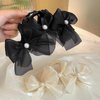 Bow Claw Clips 2Pcs Hair Bow Clip Black White Hair Clips Big Claw Clips for Thick Hair Glossy Barrette Hair Claw Clips for Women Girls Hair Styling Accessories