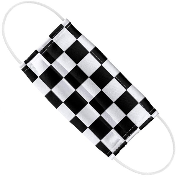 Popfunk Black And White Checkerboard Pattern 1-Ply Reusable Face Mask Covering, Unisex