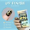 Press on Nails Short Almond GLAMERMAID, Black Acrylic Oval Fake Nails with Design Stick Glue on Nails for Women Reusable False Nail Tips Art Sets with 48Pcs Adhesive Tabs Nail File, Cuticle Stick
