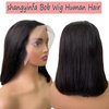 shangyinfa Bob Wig Human Hair Glueless Bob Wigs Human Hair Pre Plucked Pre Cut with Baby Hair Transparent Straight 13x4 Lace Front Bob Wigs Human Hair 180% Density Natural Black Color 12 Inch