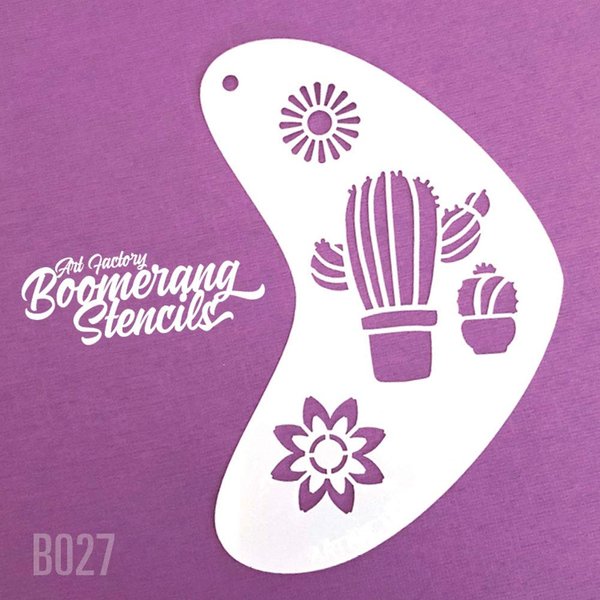 Art Factory Boomerang Stencil - Cactus, Reusable Face Painting Stencil, Great for Fairs, Carnivals, Party & Halloween