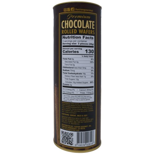 Dolcetto Premium Cream Filled Rolled Wafers Gourmet Chocolate Cookies - Pack of 3 (3 Ounces)