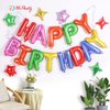 Birthday Balloons Banner, 3D Mylar Foil Happy Birthday Balloons, 24pcs Birthday Party Decorations with 6pcs Star Balloons for Kids Girls Boys Women Adults Birthday Party Supplies, Rainbow