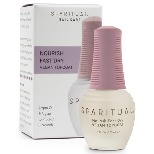 SpaRitual Nourish Fast Dry Topcoat | Vegan quick dry top coat formula to reduce dry time and protect nail polish | 0.5 fl oz