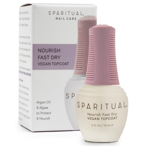 SpaRitual Nourish Fast Dry Topcoat | Vegan quick dry top coat formula to reduce dry time and protect nail polish | 0.5 fl oz
