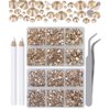 LPBeads 6000 Pieces Champagne Non Hotfix Rhinestones 6 Sizes Round Crystal Glass Flat Back Rhinestones with Tweezers and Picking Pen for Nail Art Crafts Clothes Bags DIY