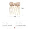 Aneneiceera Boho Pearl Hair Comb Barrette Gold Pearl Bow Hair Comb Clip Pearls Hair Barrette Decorative Headwear Bridal Hair Comb Pearl Wedding Headpieces Pearl Hair Accessories for Women and Girls