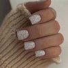 Generic 24Pcs Square Press on Nails Short Silver Glitter Fake Nails Shine Full Cover False Nails Acrylic Stick on Nails Acrylic Reusable Artificial Nails for Women Girls Glue on Nails