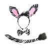 UUYYEO Zebra Ears Headband Tail and Bowtie Party Hair Hoop Cosplay Head Band Halloween Hairband Cute Hair Band Animal Costume Accessories