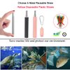 2 Pack Reusable Metal Straws Collapsible Stainless Steel Drinking Straw Travel Portable Telescopic Straw with Case,2 Cleaning Brushes Included Black/Rose Gold