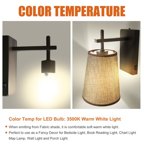 Facon 12V LED RV Wall Sconce with Round Fabric Shape (1 X G4 Replaceable Bulb Included), LED Decor Dinette Lamp with Switch, 12Volts Interior Light for RV Motorhome Camper Trailer