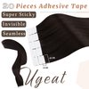 Ugeat Tape in Hair Extensions Brown Human Hair 22 Inch Darkest Brown Tape in Human Hair Extensioins 20 Pieces Seamless Tape in Hair Extensions 50 Grams Real Human Hair