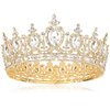ATODEN Gold Crowns for Women Girls Crystal Crown Princess Tiara Queen Crown Rhinestone Full Round Tiara Gold Headpiece Jewelry Hair Accessories for Wedding Birthday Decorations Party Prom Bridal