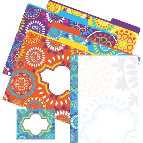 Barker Creek Get Organized Office Kit, Moroccan, with 12 Coordinating Designer File Folders, 50 Sheets of Colorful Computer Paper, and 45 Versatile Self-Adhesive Labels/Name Tags (115)