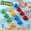 Foilswirl 24 Pcs Wooden Train Track Accessories Multicolor Wooden Track Connectors Compatible with Most Railroad Sets Educational Toys for Fun Toys Building Games Stem Kit