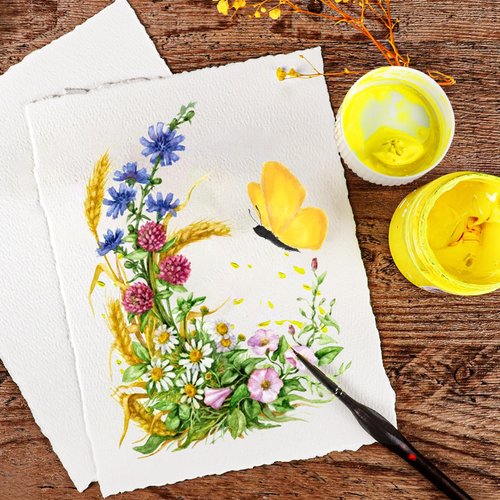 25 Sheets Watercolor Paper 300gsm Handmade Paper Sheets 8 x 6inch Deckled Edge Paper Rough/Textured Cotton Paper Ivory White Textured Paper for Watercolor, Writing Calligraphy, Invitations, Crafts