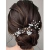 Latious Flower Bride Wedding Hair Pins Silver Pearl Bridal Hair Piece Floral Hair Clips Leaf Hair Accessories for Women and Girls (Pack of 3) (A-Silver)
