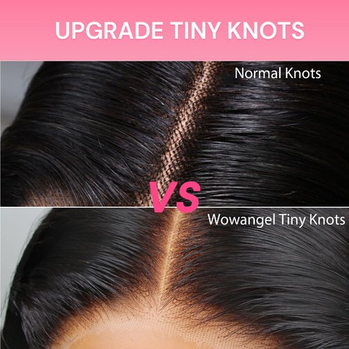 WOWANGEL 9x6 Wear and Go Glueless Wig, Pre Plucked Bleached Knots Lace Front Wig Pre Cut HD Lace Closure Wigs Natural Hairline Straight Wigs 100% Human Hair Wear and Go Wig 22 inch