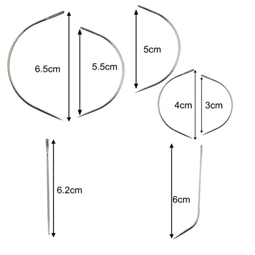 36 Pcs J I C Curved Needles Hand Sewing Needles Hair Weave Needles for Wig Making, Carpet Leather, Canvas Repairing, Modelling and Crafts Sofa Cloth, Shoes