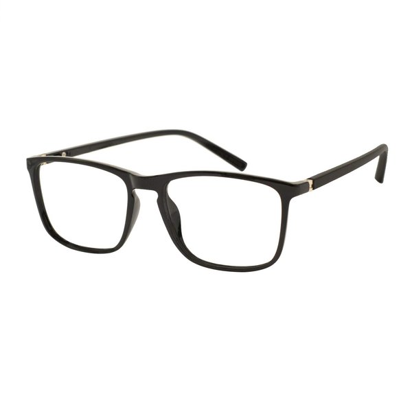 OCCI CHIARI Reading Glasses Men's Rectangle Reader Durable Spring Hinge (Bright Black, 1.00)
