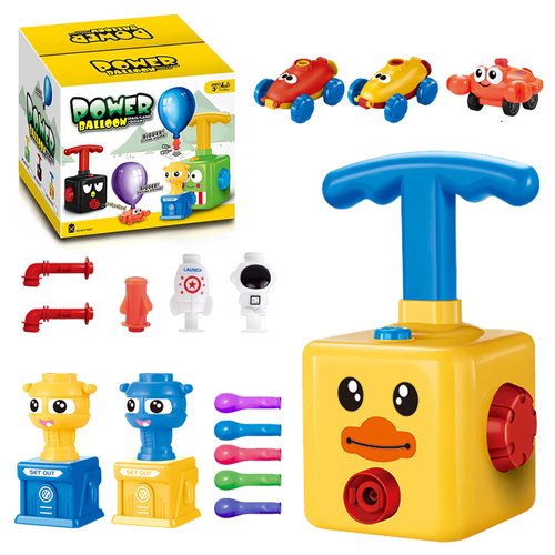 PZJDSR Balloon Powered Car,Balloon Launcher Car Toy Set with 12 PCS Balloons and Car Launchers,Balloon Toys for Kids Party Supplies Science Intelligence Education Toy for Children Ages 3+ (Yellow)