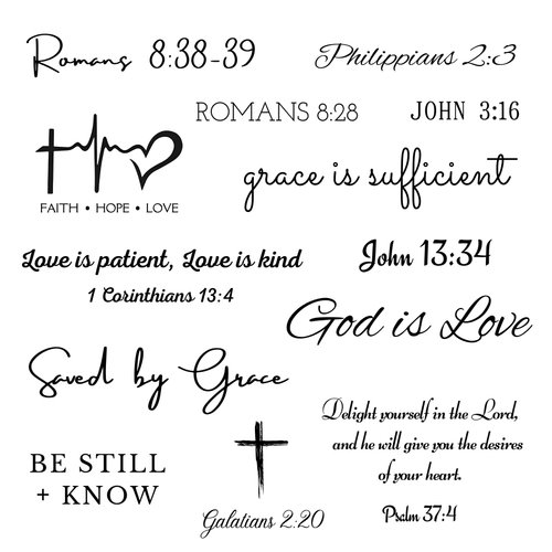 One Grace Love and Grace Christian Temporary Tattoos - Inspirational Scripture Selections - Christian Motivational Bible Verse Words and Cross Tattoos