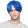 IEBIYO Mens Blue Wig Joy Short Blue Cosplay Wig Boys Blue Anime Wig Heat Resistant Halloween Party Costume Wig (Blue)