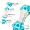 Messy Mutts Totally Pooched Flex n' Squeak Dumbbell | 7” Durable Foam Rubber Dog Toy with Squeaker | Made for Tough Chewers | Interactive Treat Puzzle for Dogs | Grey/Teal