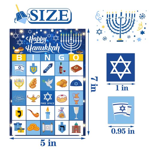 BAYLAY Hanukkah Games Hanukkah Bingo Game Hanukkah Decorations Menorah Bingo Game Hanukkah Party Games Chanukah Party Decorations Happy Hanukkah Games Hanukkah Decor