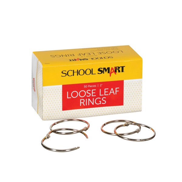 School Smart Nickel Plated Loose Leaf Ring, 2" Diameter (Pack of 50),Silver