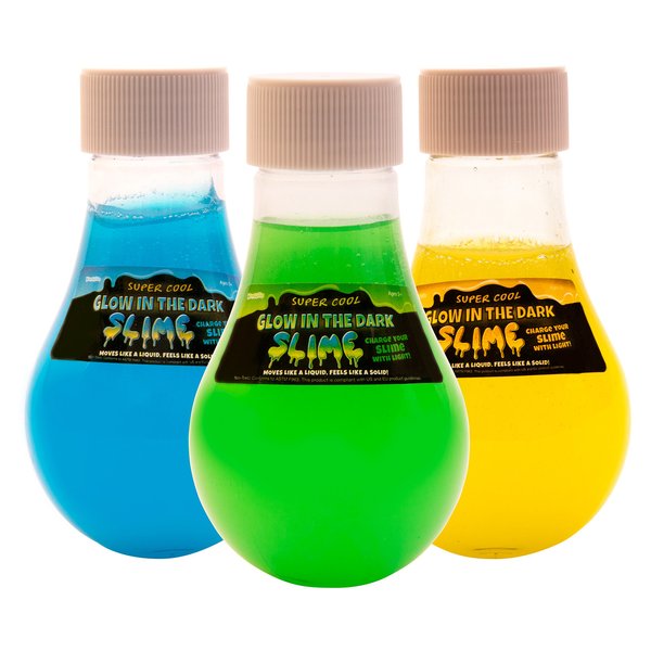 3 Pack Glow in The Dark Slime - Bright Neon Colors Blue, Yellow and Green Glow Slime Bottles Great for Birthdays, Loot Bags, Easter Baskets, Halloween & Stocking Stuffers, for Boys and Girls Ages 5+