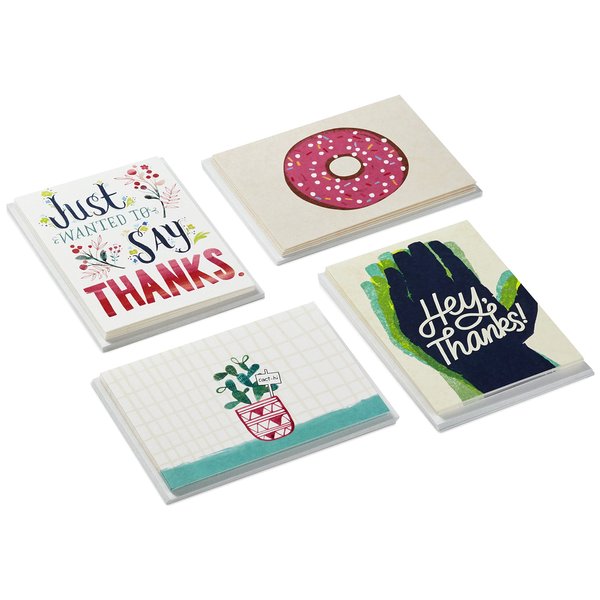 Hallmark Studio Ink Assorted Thank You and Blank Card Set, 20 Cards with Envelopes (5 ct. of 4 Designs, Blank Inside)