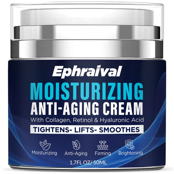 Face Moisturizer Cream with Retinol Anti-Aging: Men's Face Firming Cream with Collagen - Anti Wrinkle Facial Moisturizer Cream - Hyaluronic Acid for Mens Dry Skin Day & Night 1.7 Fl Oz