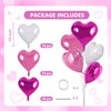 TONIFUL 30Pcs 18 Inch Pink White Heart Balloons Hot Pink Heart Shape Foil Mylar Balloons Decoration for Birthday Valentine's Day Wedding Bridal Shower Anniversary Engagement Party Supplies