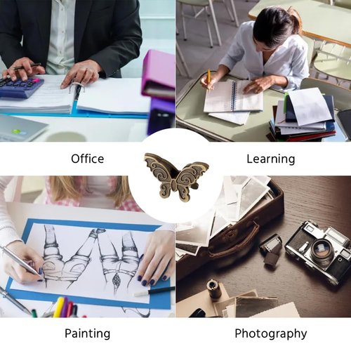 WAYUTO 4Pcs Butterfly Metal Binder Clips Paper Binder Clip Notebook Binder Clip Document Binder Clip Bill Binder Clip Decorative Binder Clips for Home Office School Decor Accessories Letter Bronze