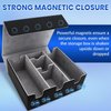 QLOUNI Card Storage Box for Trading Cards, Holds 5 MTG Deck Card Boxes or 2200+ Cards, Leather Magnetic Closure TCG Storage Box for MTG, YuGiOh, Sports Cards, with 13 Card Dividers & Dice Tray