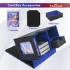 YAXAZA MTG Deck Box with Commander Display Window, Fits 200+ Double-Sleeved Cards, Strong Magnetic PU Leather Card Deck Case, with 2 Dividers, 1 Toploader, andDice Tray (Black & Blue)